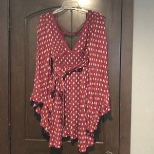 Maroon and white dress